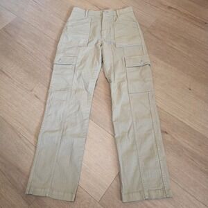 Madewell 90s Straight Cargo Pants Womens Size 26 Khaki Tan Herringbone Utility